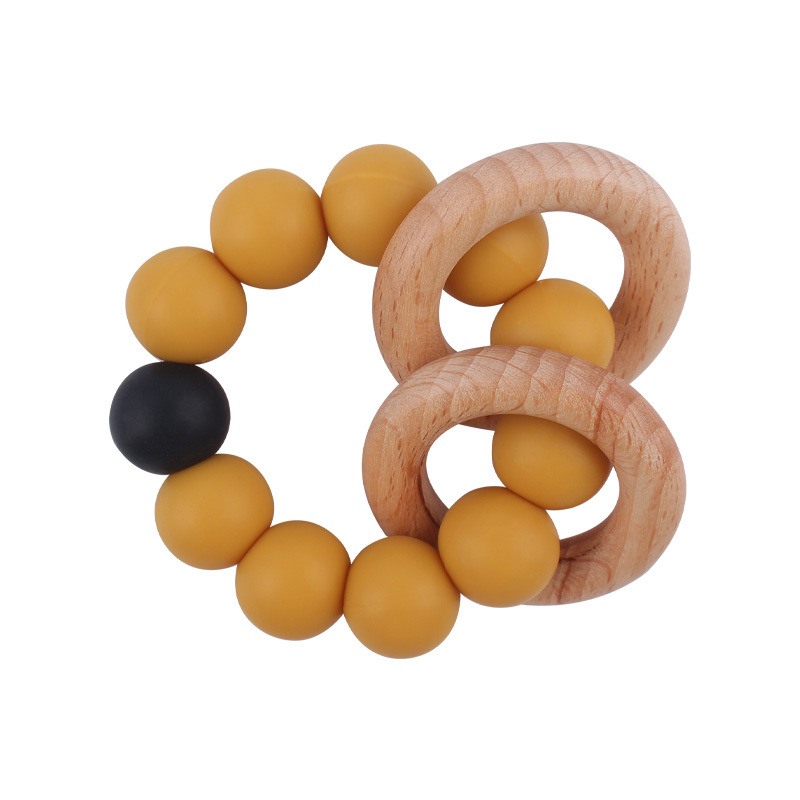 Nuevo bebé haya anillo mordedor pulsera creativa bebé silicona contraste color mordedura molar juguete