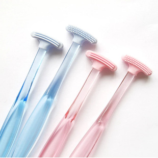 in stock Supply Tongue Scraper Cleaner Tongue Coating Brush Cleaning Tongue Coating Care Oral Brush Cross Border