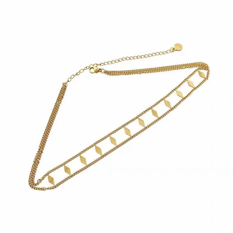 Daily Occasion Casual Simple Style Rhombus Titanium Steel Choker