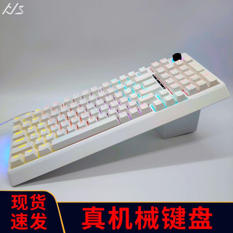 Factory in stock wholesale cross-border in stock Amazon spirit key 98 key real mechanical keyboard mixed light wired green tea shaft