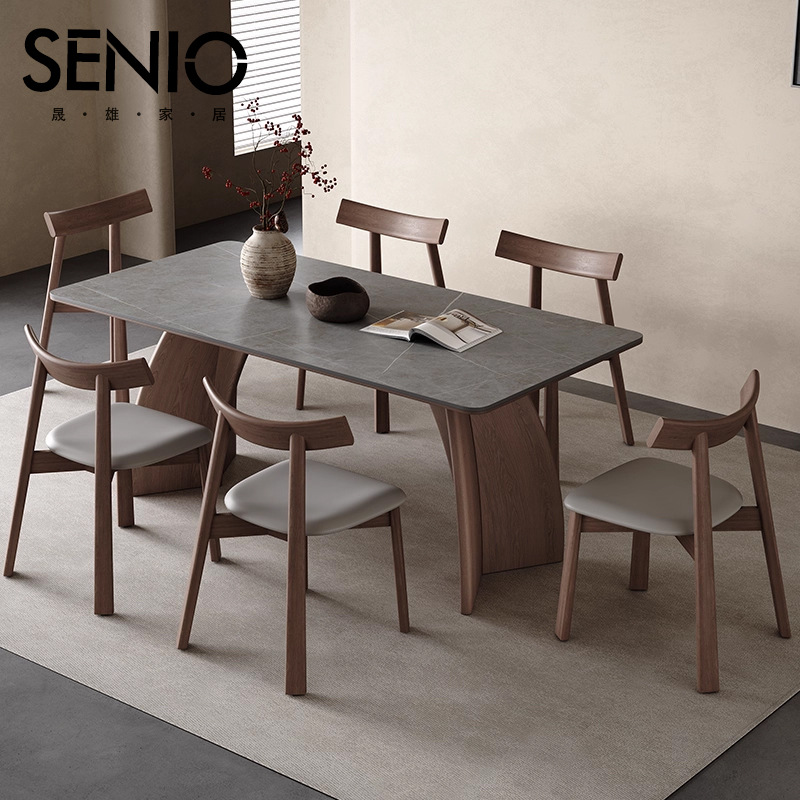 Solid Wood Slate Dining Table Modern Simple Small Apartment Dining Table and Chair Combination Antique Style Dining Table Home Dining Table