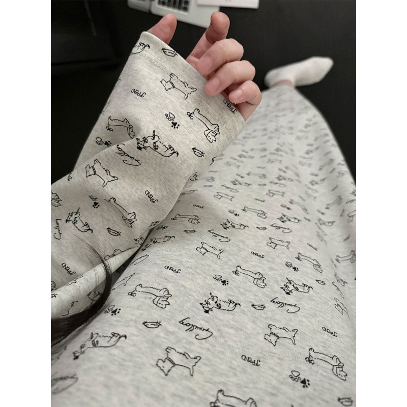 满印波点睡衣女春秋款纯棉简约风长袖睡裙秋冬季可外穿2025家居服|undefined