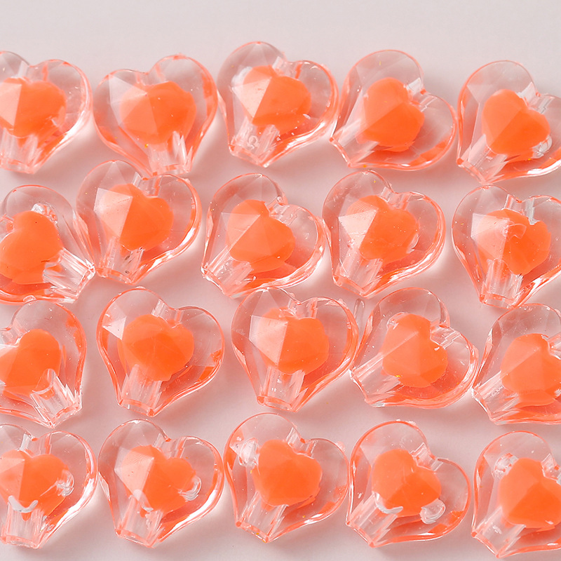 11x12mm cuentas de amor de color interior acrílico transparente cuentas de corazón de桃ar joyas DIY cuentas de collar de pulseras