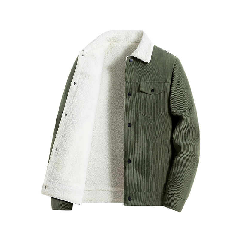 Men's Heavyweight Fleece Sherpa Jacket - Winter Warm Lined Coat With Stand Collar, Casual Streetwear For Urban Style_voghion.com