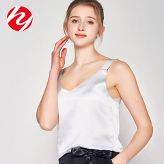 Summer Silk Satin V-Neck Women's Slimming Mulberry Silk Top for Layering and Wearing Unlined Sleeveless Camisole Women's Blouse