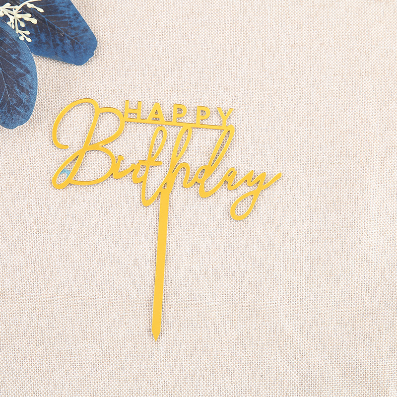 Inserción de tarjeta de pastel de cumpleaños decoración para hornear inserción de bandera creativa acrílico espejo de doble cara inserción de tarjeta fábrica en stock al por mayor