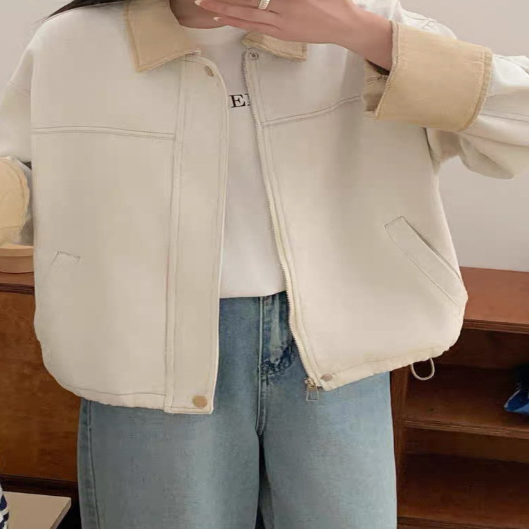 感超好看韩系休闲牛仔外套女秋季出游翻领夹克上衣2025|undefined