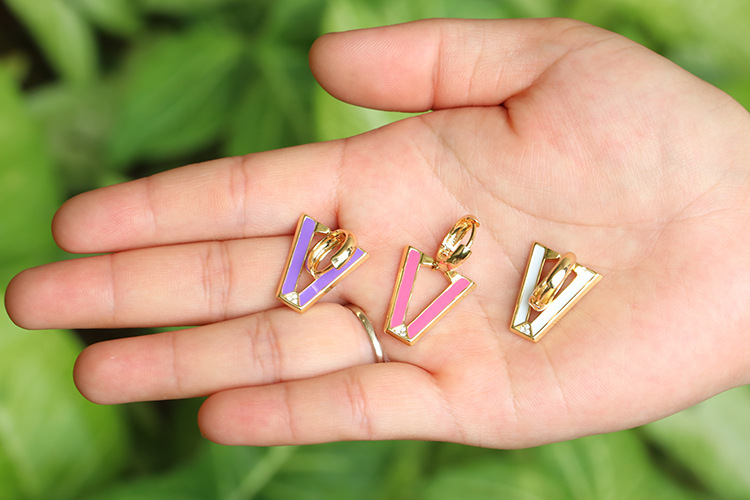 Earrings Classification Housewarming, Anniversary, Business, Wedding, Travel, Birthday, Festival Occasion Retro V-shaped Inverted Triangle Fluorescent Copper Earrings Wholesale Nihaojewelry