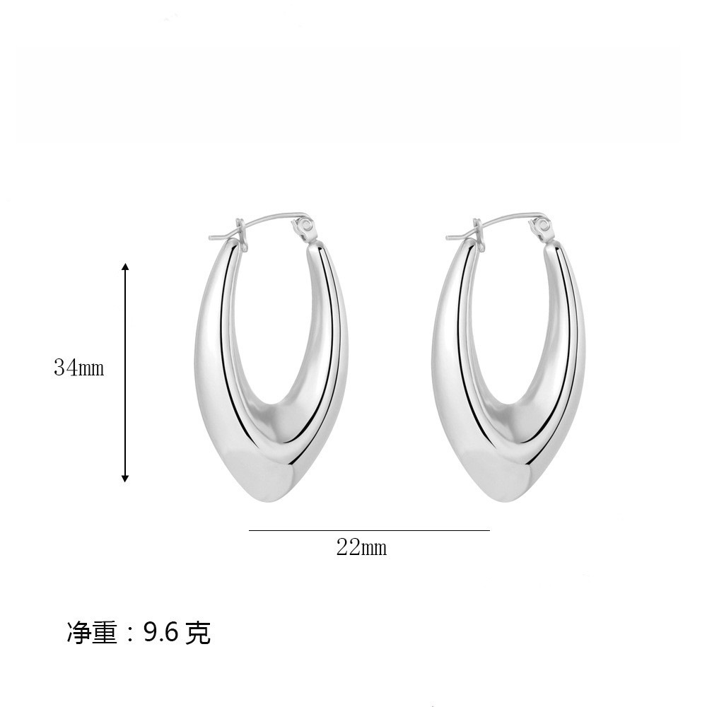 뾰족한 타원형 중공 귀걸이 스틸