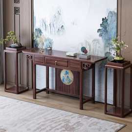 新中式乌金木实木玄关桌轻奢禅意靠墙供桌条案入户客厅神台端景台