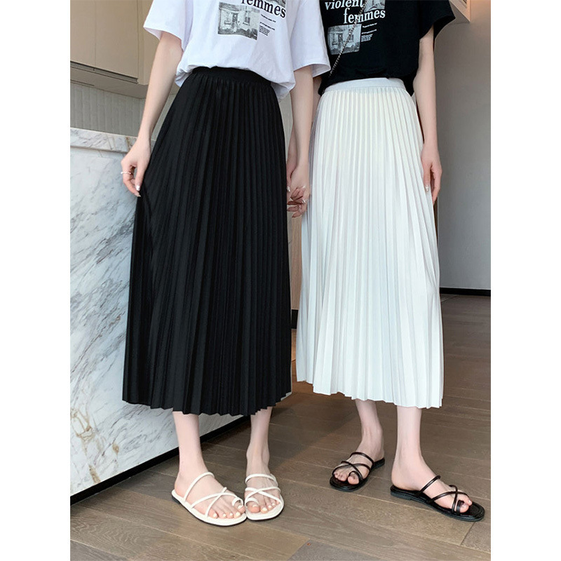 Pleated Skirt Women's 2024 Spring and Autumn New Korean-style Slimming All-match High Waist Pleated Mid-length Casual A- line Skirt Pleated Skirt Women's 2024 Spring and Autumn New Korean-style Slimming All-match High Waist Pleated Mid-length Casual A- line Skirt