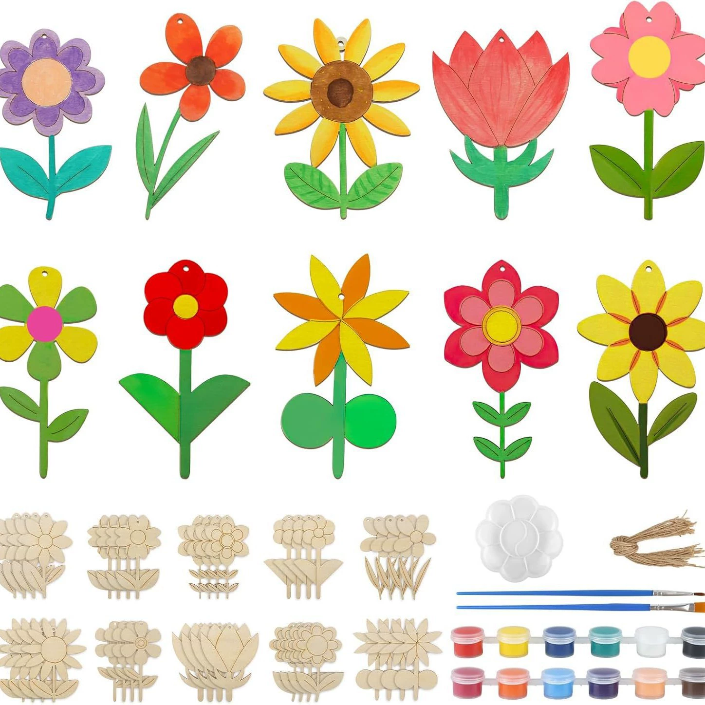 Кросс-бордерные ручные граффити-украшения для детского сада, DIY деревянные заготовки, маленькие цветочные деревянные кусочки, весенние украшения для дома