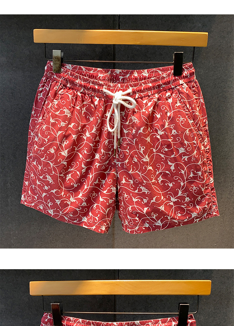 Men's Clothing Men's Summer Fashionable Unique Red Print Beach Sporty Casual Four Point Shorts Thin Style Trendy Brand_viptrois.com