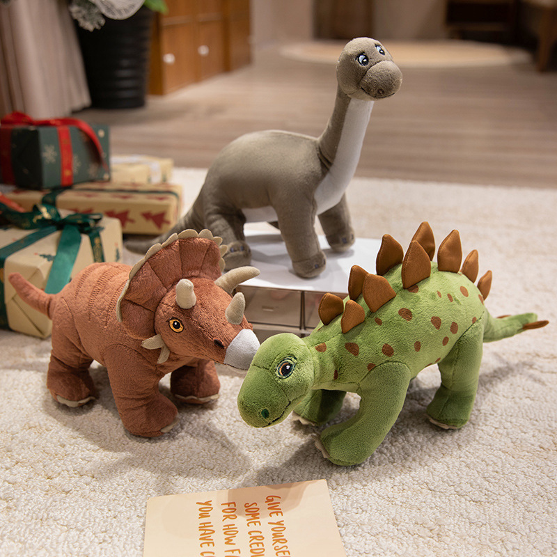 Simulated Dinosaur Plush Toy Stegosaurus Triceratops Velociraptor Tyrannosaurus Rex Doll Dinosaur Garden Doll Cross-Border Wholesale