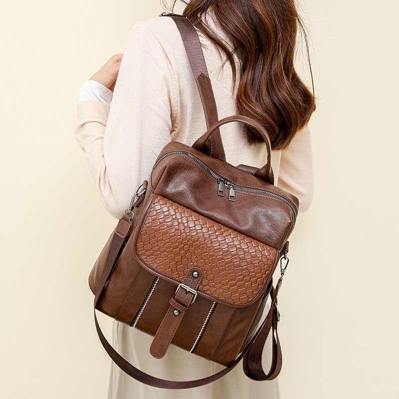 New Large Capacity Women's Backpack Soft Leather Multi Purpose Travel Backpack Single Shoulder Bag Women's Bag Student Backpack_voghion.com