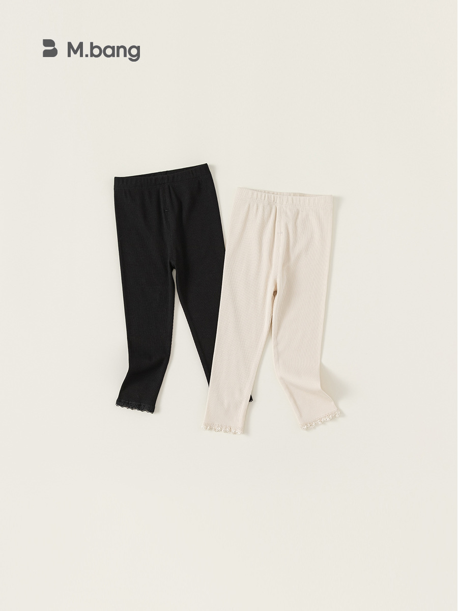 Babycity primavera y otoño nuevas niñas color sólido encaje leggings desgaste exterior de los niños pantalones delgados 24032