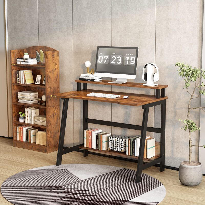 Foreign Trade Computer Desk, Home Office Desk with Storage Shelves, Modern Minimalist Style Laptop Desk Foreign Trade Computer Desk, Home Office Desk with Storage Shelves, Modern Minimalist Style Laptop Desk