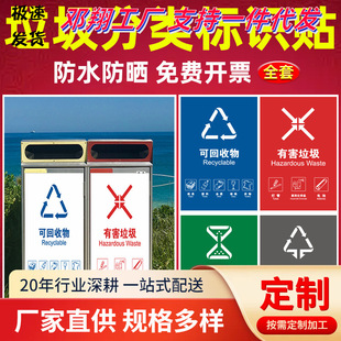 New National Standard Trash Can Not Recycled Other Kitchen Waste Living Dry and Wet Hazardous Waste Classification Identification Sticker Big Figure