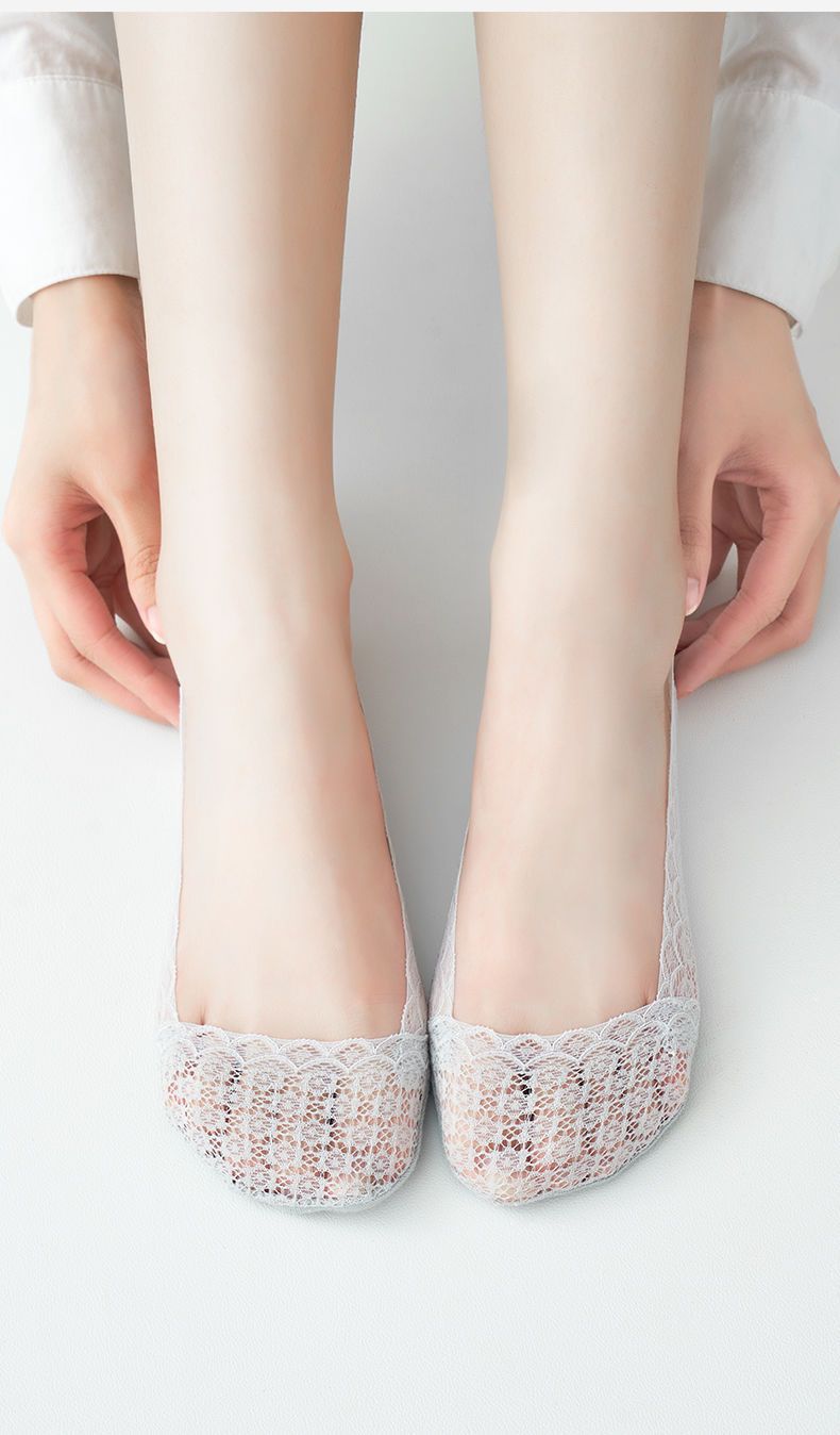 春夏季袜子女士薄款蕾丝花边隐形袜时尚花纹短袜吸汗透气防滑防臭详情18