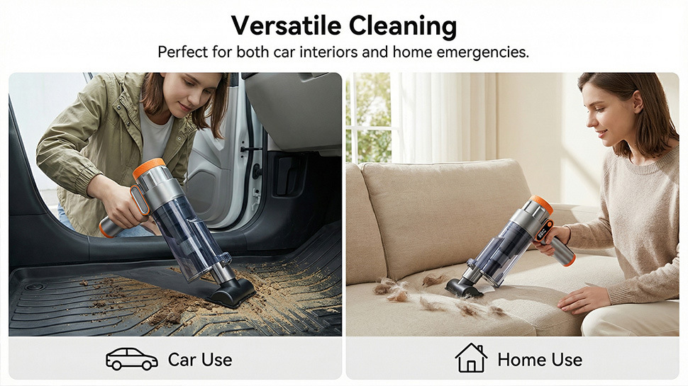 Car Vacuum Cleaner with Super Powerful Suction, Wireless Handheld, Portable, for Car and Home Use, with Blowing and Suction Functions