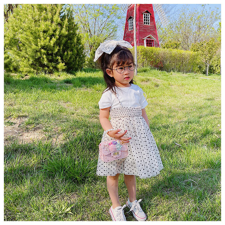 Girl'S Cloth Flower Bow Knot Cute Sequins Pearls Square Lock Clasp Crossbody Bag display picture 19