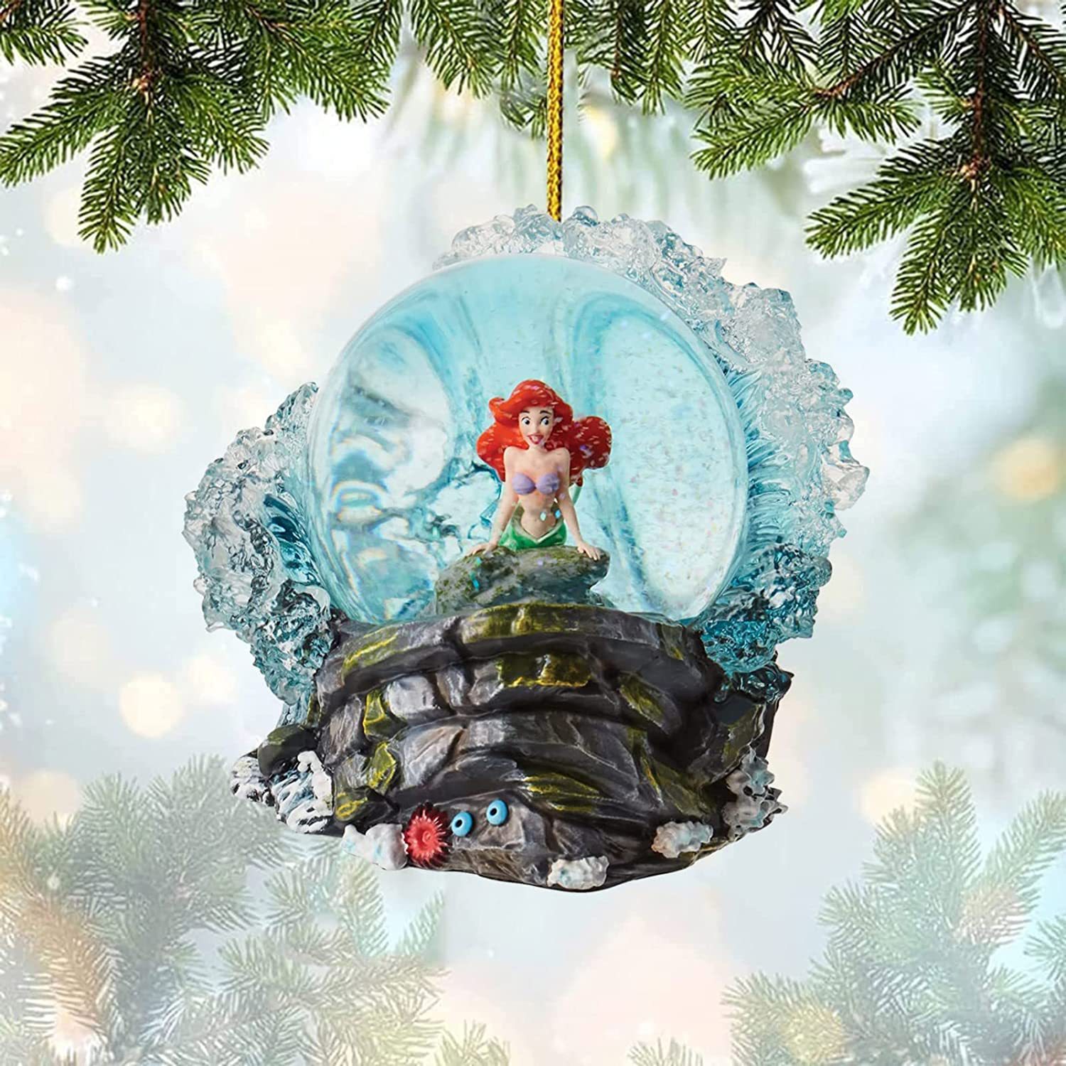 Decoraciones de Navidad Belleza y la Bestia Princesa acrílico plano dibujos animados Fiesta de Navidad Colgante Decoración del árbol image 3