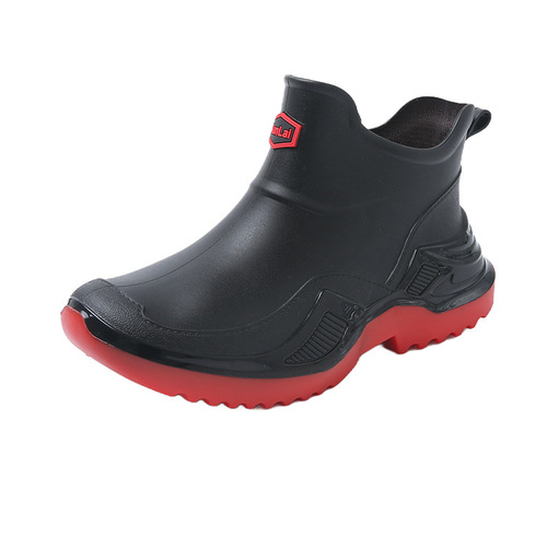 2025 New Cross-border Fashion Short Boot Rain Boots for Men, Anti-slip and Wear-resistant Kitchen and Car Washing Thick-soled Waterproof Rubber Shoes