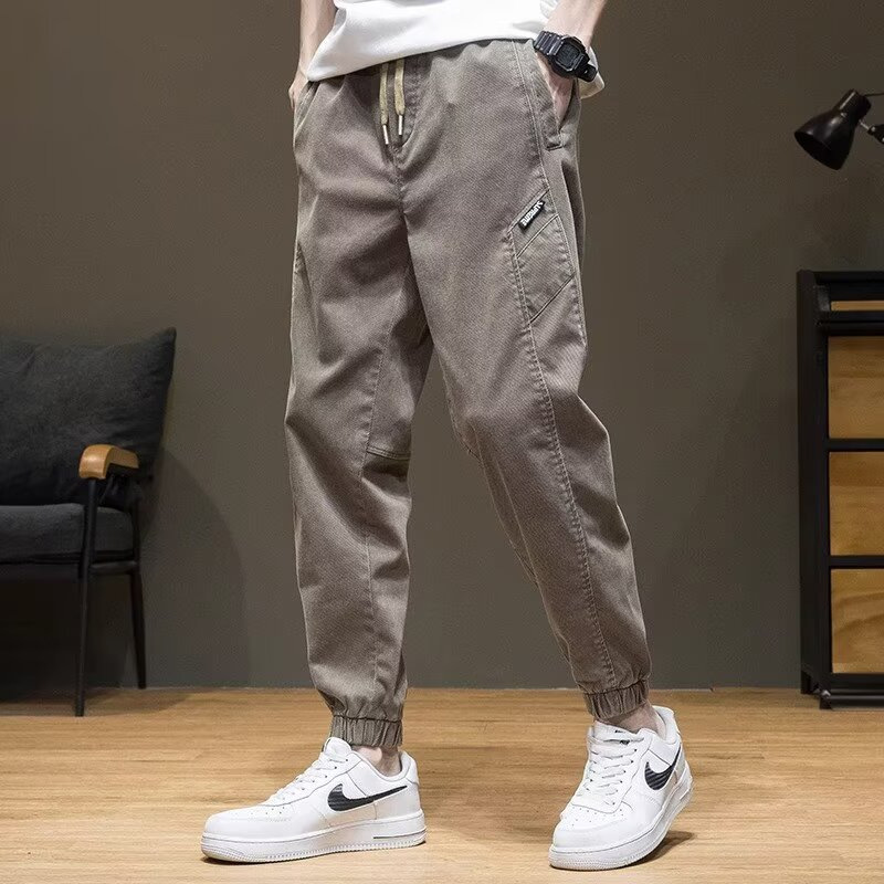 미국식 레트로 작업복 바지 남성용 가을 두꺼운 트렌디한 하렘 팬츠 루즈핏 대형 사이즈 스포츠 캐주얼 바지