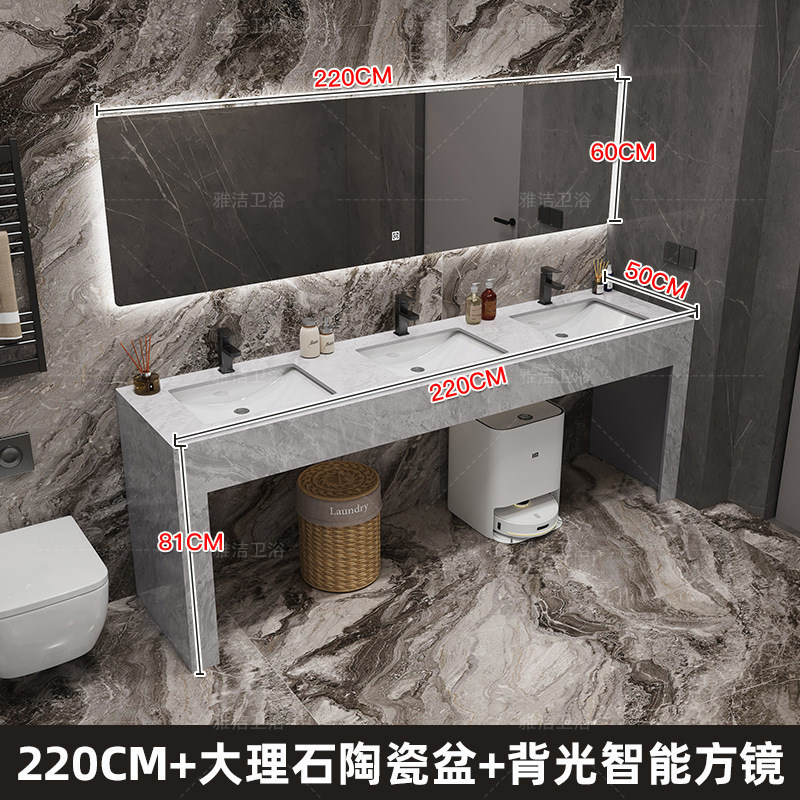 モダンでシンプルな大理石のダブル洗面台公共トイレ洗面台床置き洗面台キャビネットの組み合わせ|undefined
