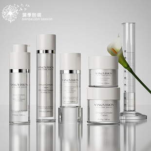 New Customized 15/30/50ml Acrylic Rotary Pump Straight Round Bottle Lotion Bottle Skin Care Products Portable Vacuum Bottle