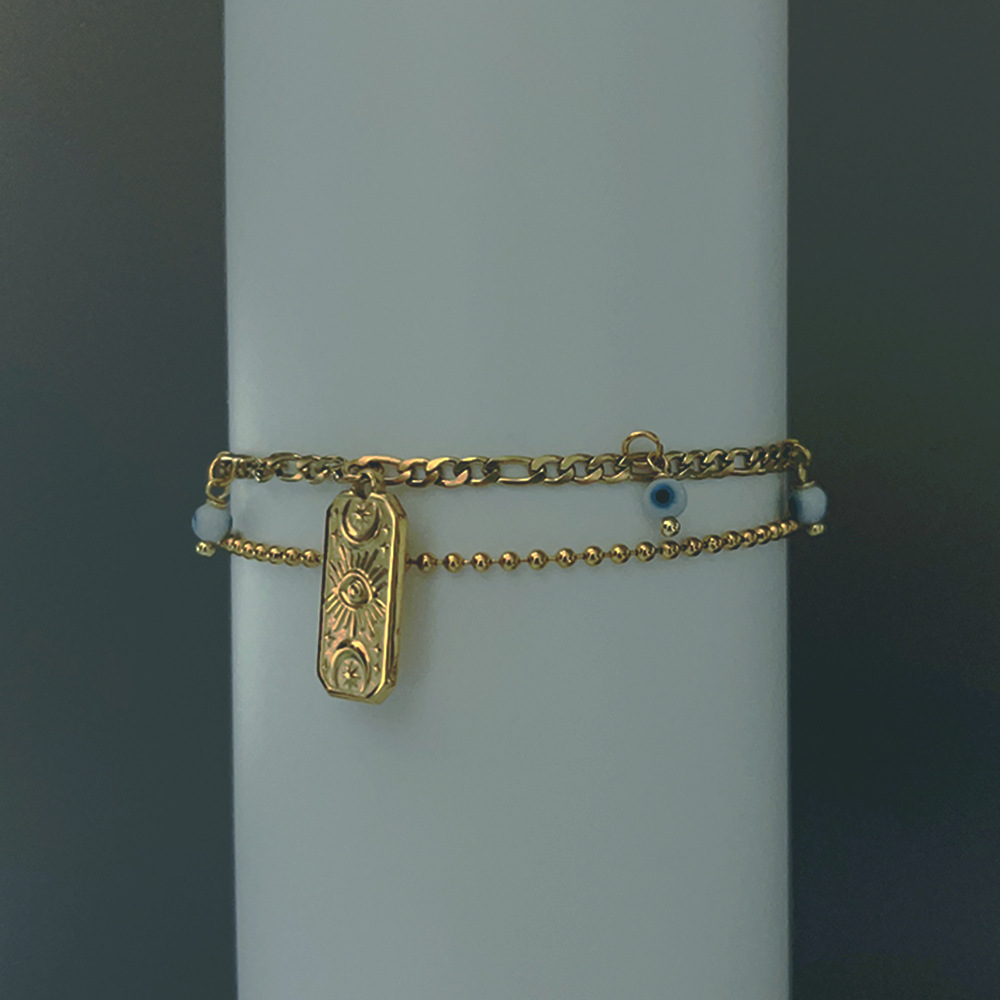 Fashion Devilu0027S Eye Stainless Steel Layered Plating Bracelets 1 Piece