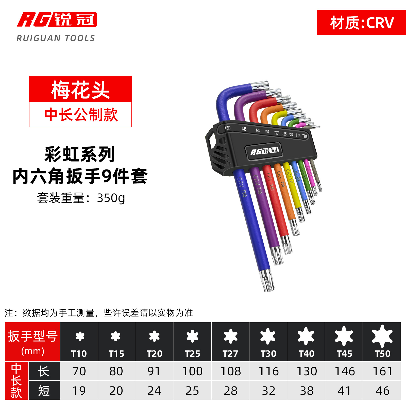 Llave hexagonal Juego de 9 piezas Destornillador multifunción de color rociado Llave hexagonal