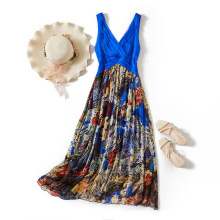 芭碧尔女装真丝连衣裙OL气质印花桑蚕丝长裙夏季新款81047