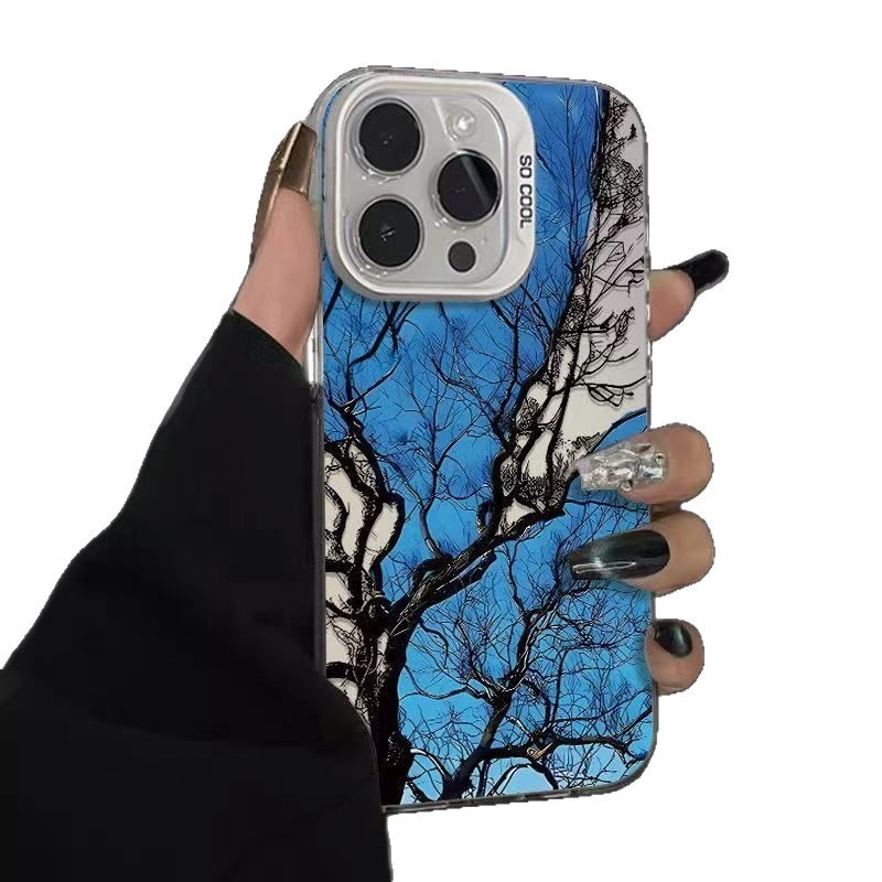 Blue Sky Dead Tree Adecuado para Apple 16Promax Funda para teléfono móvil Personalidad Yuan Qi Shell iPhone15/14/13 Texto 12