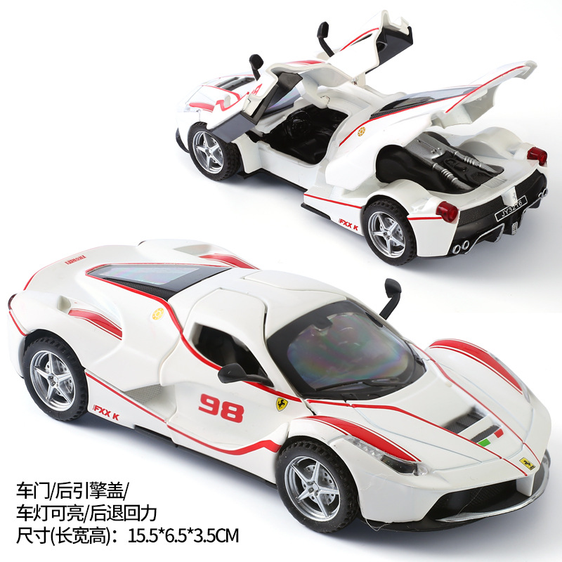 Jiaye rojo FX versión de pista modelo de coche de aleación Tire hacia atrás sonido y luz coche de juguete puerta coche deportivo 32164 en caja