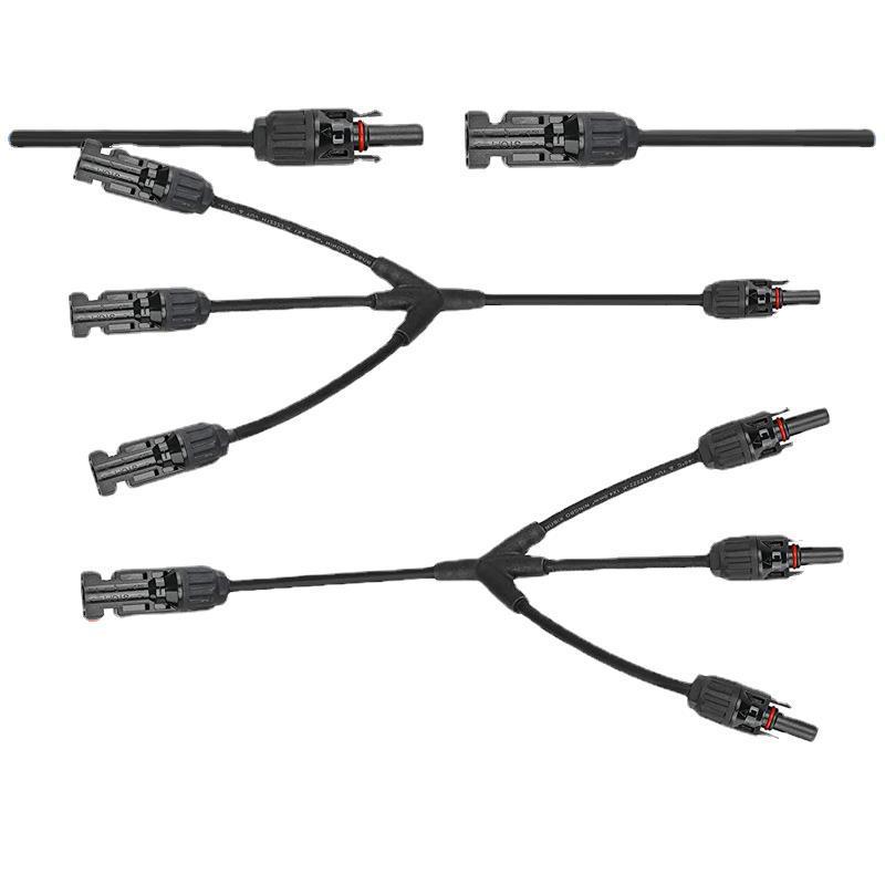 Y型四通MC4太阳能分支连接器 太阳能电池板MC4光伏线组件 一分三