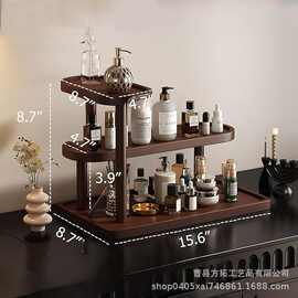 跨境木制护肤品化妆品多用收纳置物架实木多层桌面梳妆台整理架