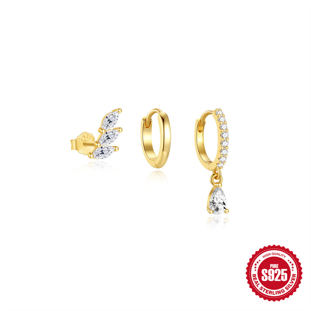 Pendientes de estrella de cuatro puntas de mariposa transfronteriza de plata de ley S925, diseño de alta gama europeo y americano, pendientes simples y versátiles