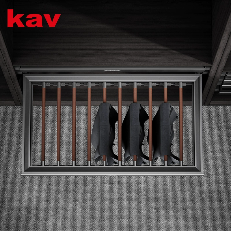 wardrobe built-in leather trouser rack aluminum alloy pull-out damping buffer silence trouser rack