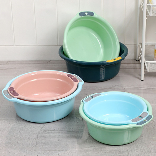 Home Thick Double-Ear Face Basin Plastic Small and Large Kitchen Vegetable Wash Basin Laundry Wash Foot Bath Basin Face Basin Water Basin