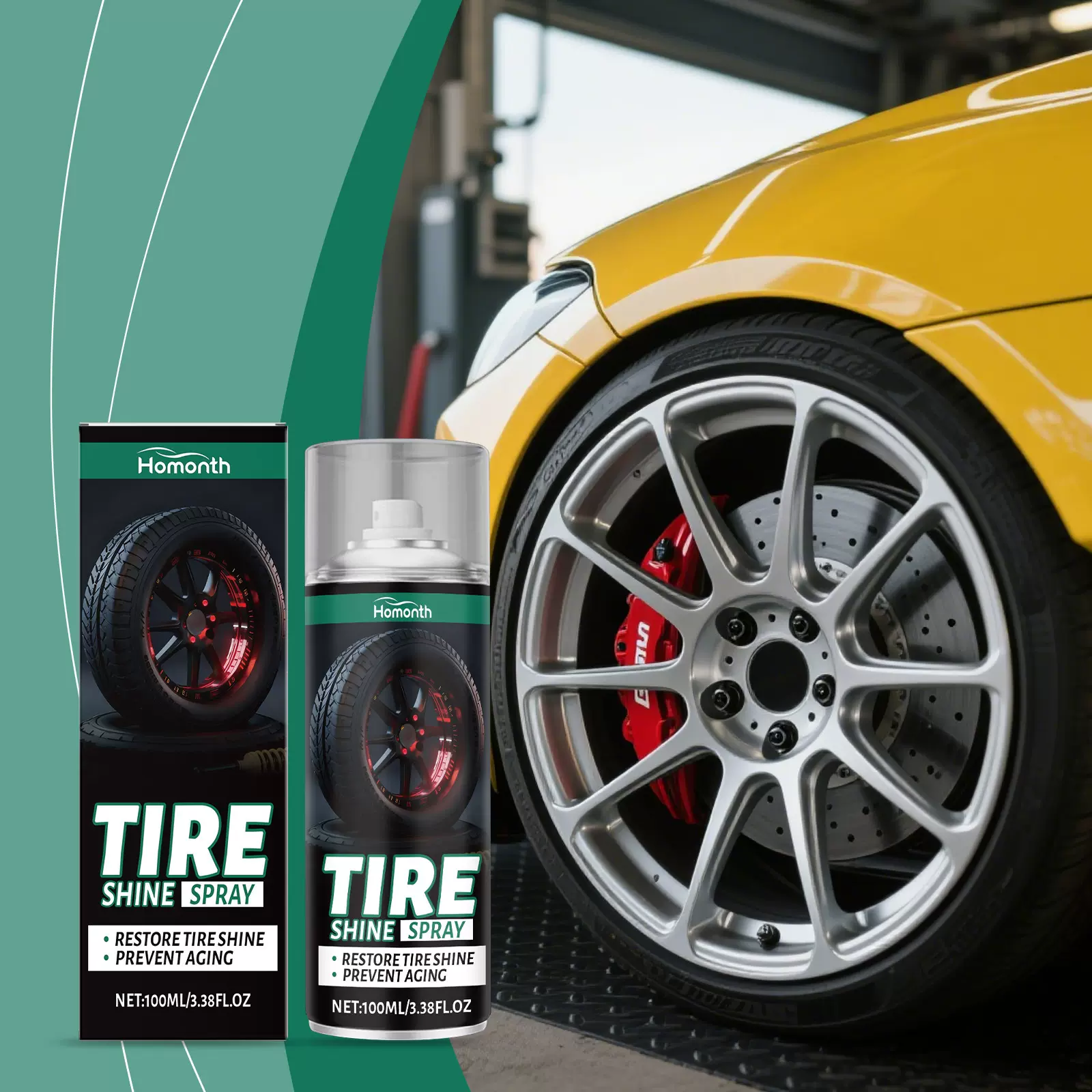 HOMONTH轮胎光亮剂 日常提升汽车车身光泽防水清洁车子轮胎护理剂