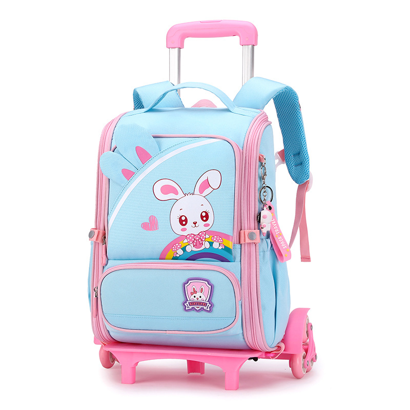 Mochila escolar con barra de tracción transfronteriza estudiantes de grado 2-45 niños y niñas de gran capacidad dibujos animados lindo subir escaleras de doble propósito hombros