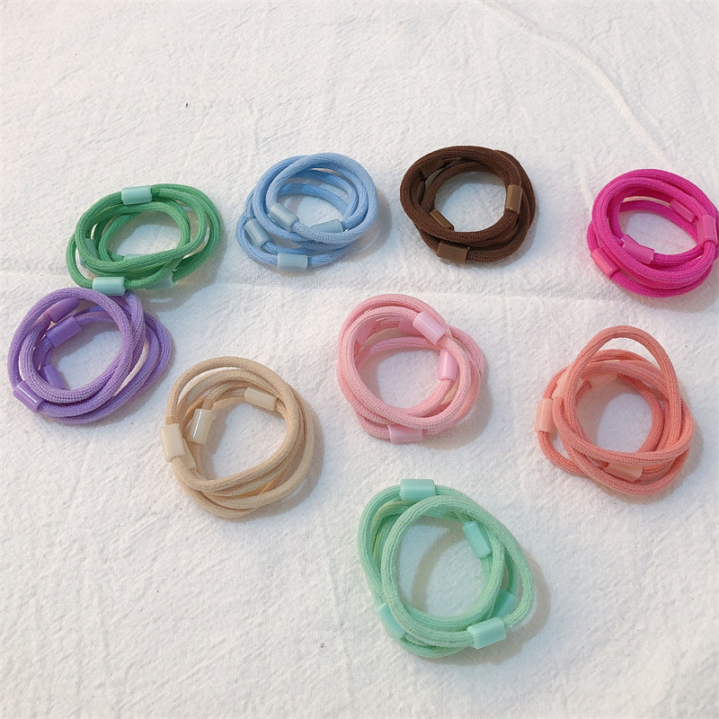 [Pequeño anillo largo con hebilla] DIY niños materiales hechos a mano cuerda de cabeza de alta elasticidad color caramelo no daña correa de cabello tocado