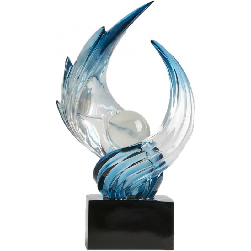 Abstrakte Kunst-Skulptur, Kunstharz, Gold, dekorative Statue|ms