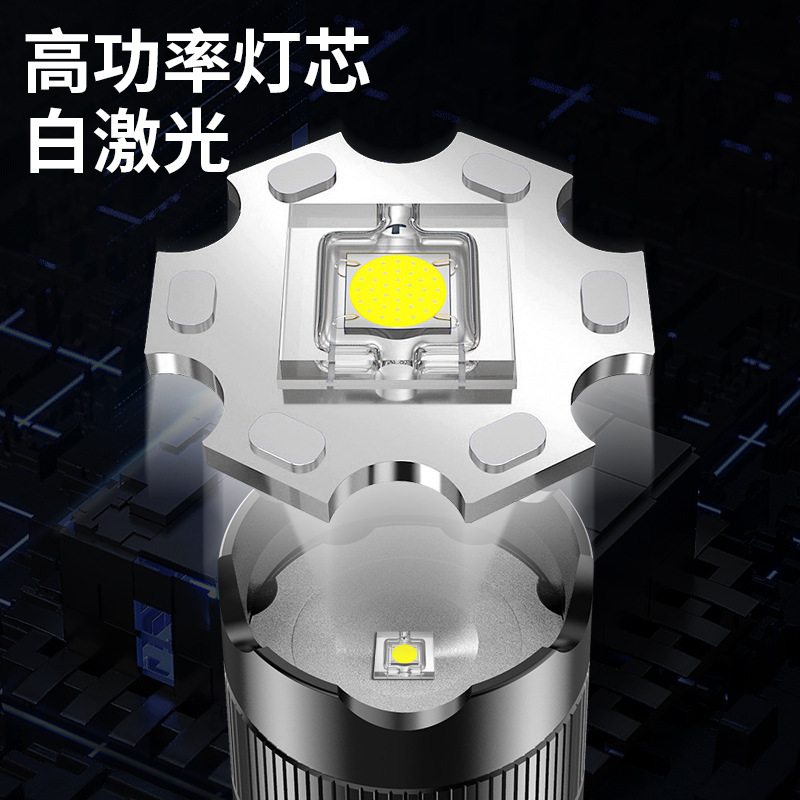 Linterna de largo alcance Batería extraíble externa Linterna de luz fuerte Linterna láser blanca portátil para exteriores al por mayor