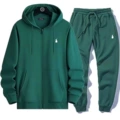 Dark green zipper suit white