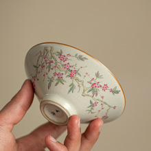 汝窑茶杯桃花主人杯品茗杯精致女生斗笠杯功夫茶陶瓷茶具茶盏仿宋