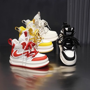 Thousands of love increased 6CM2024 autumn new fashion Joker thick-soled high-top casual women's shoes red