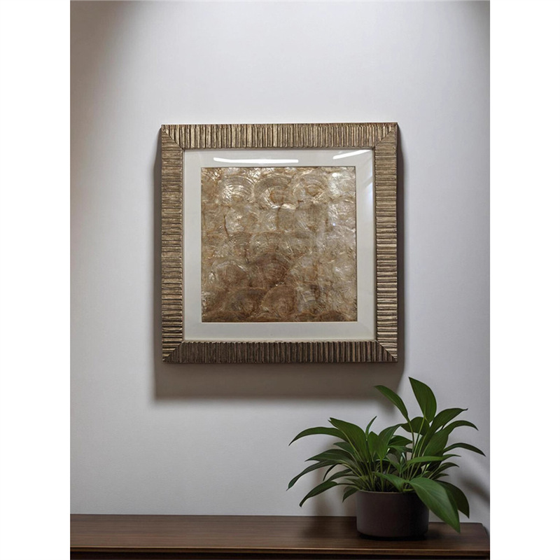 Modern Minimalist Gold Frame Shell Decorative Painting Maillard Style Abstract Hanging Painting Model Room Dining Room Living Room Entrance Hanging Painting