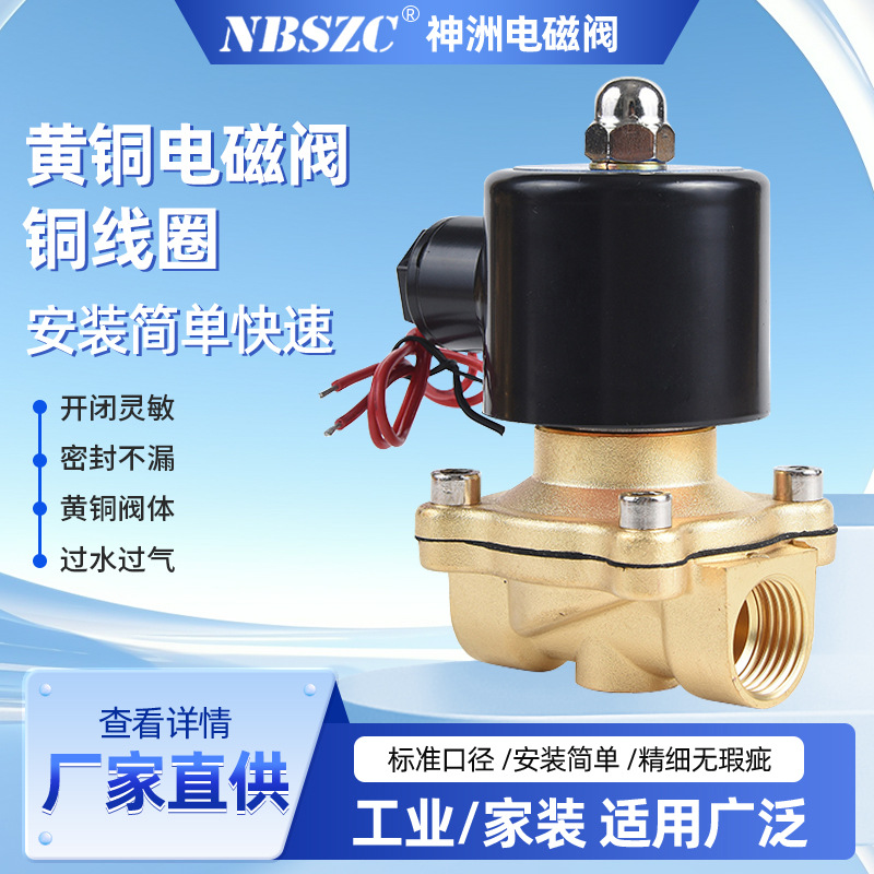 厂家 NBSZC 神洲电磁阀 供应黄铜4分 水阀2W-15 尺寸  DN15
